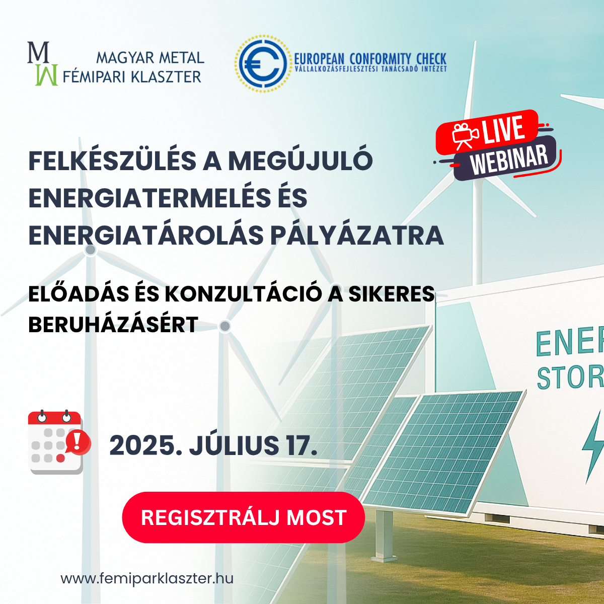 WEBINAR: Felkészülés a megújuló energiatermelés és energiatárolás pályázatra